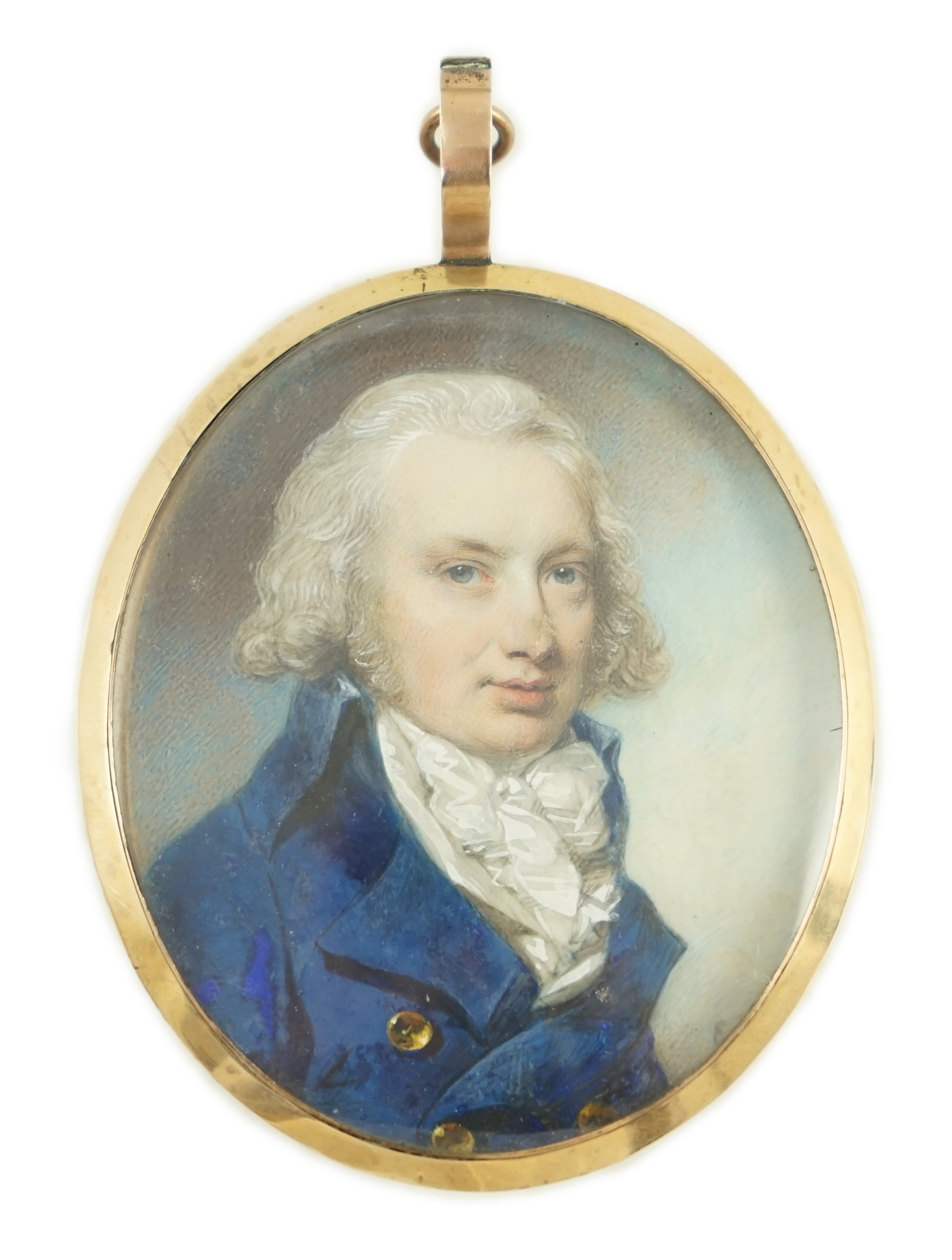 George Engleheart (1750-1829), Portrait miniature of a gentleman, watercolour on ivory, 6 x 5cm. CITES Submission reference BDTXA84Q